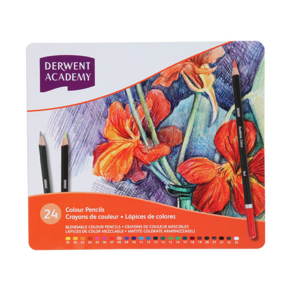 DERWENT ACADEMY COLOURED PENCILS 24 TIN