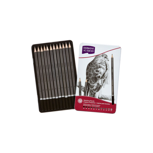 DERWENT ACADEMY SKETCHING PENCILS 12 TIN (5H-6B)