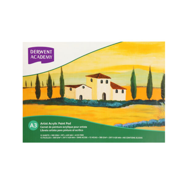 DERWENT ACADEMY ACRYLIC PAD A3 LANDSCAPE 12SH