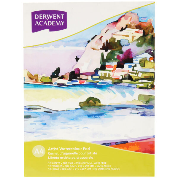 DERWENT ACADEMY WATERCOLOUR PAD A4 PORTRAIT 12SH