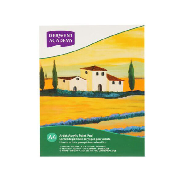 DERWENT ACADEMY ACRYLIC PAD A4 PORTRAIT 12SH