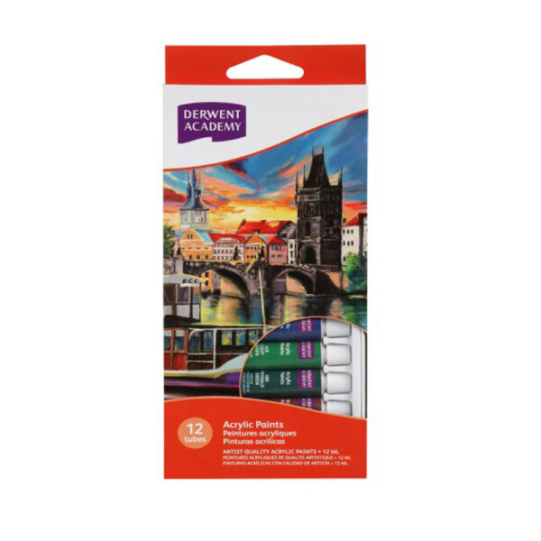 DERWENT ACADEMY ACRYLIC PAINT 12 ML 12PK