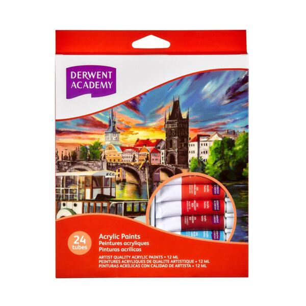 DERWENT ACADEMY ACRYLIC PAINT 12 ML 24PK