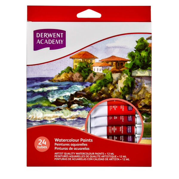 DERWENT ACADEMY WATERCOLOUR PAINT 12 ML 24PK
