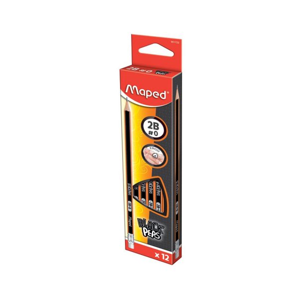 MAPED BLACK'PEPS GRAPHITE PENCIL 2B X 12