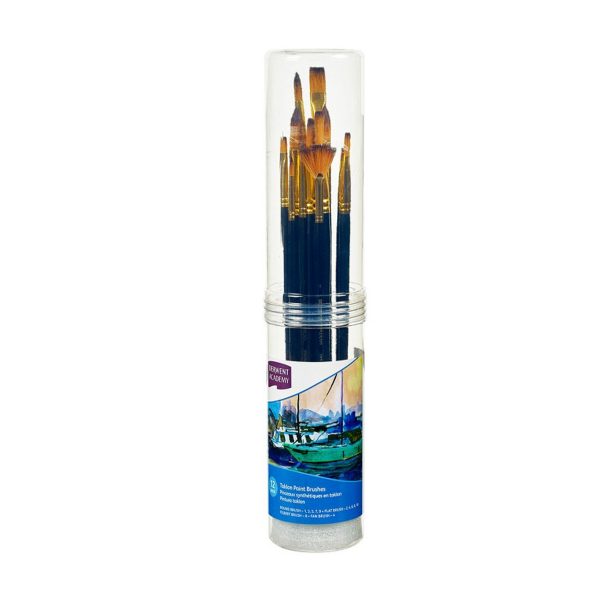 DERWENT ACADEMY TAKLON LARGE BRUSH SET CYLINDER 12 PACK