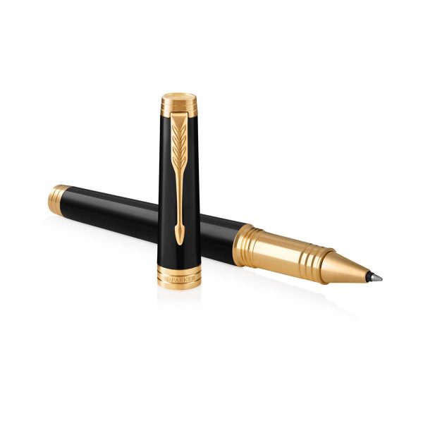 PARKER PREMIER ROLLERBALL PEN, DEEP BLACK LACQUER WITH GOLD TRIM