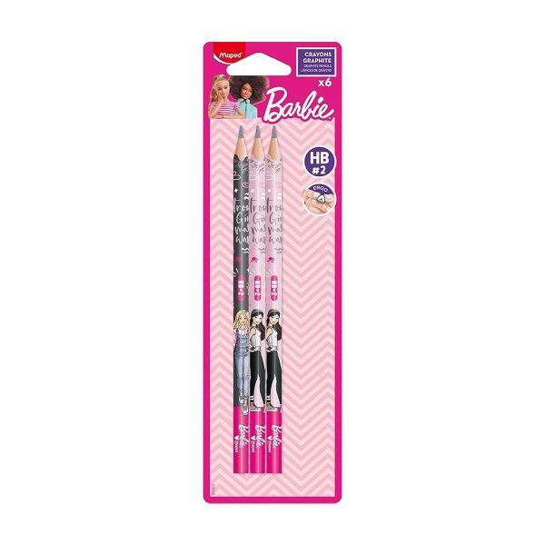 MAPED GRAPHITE PENCILS BARBIE X 6 HB